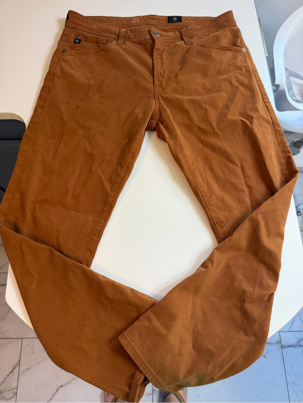 AG Adriano Goldschmied Men's Rust Brown Chinos “Tellis” Modern